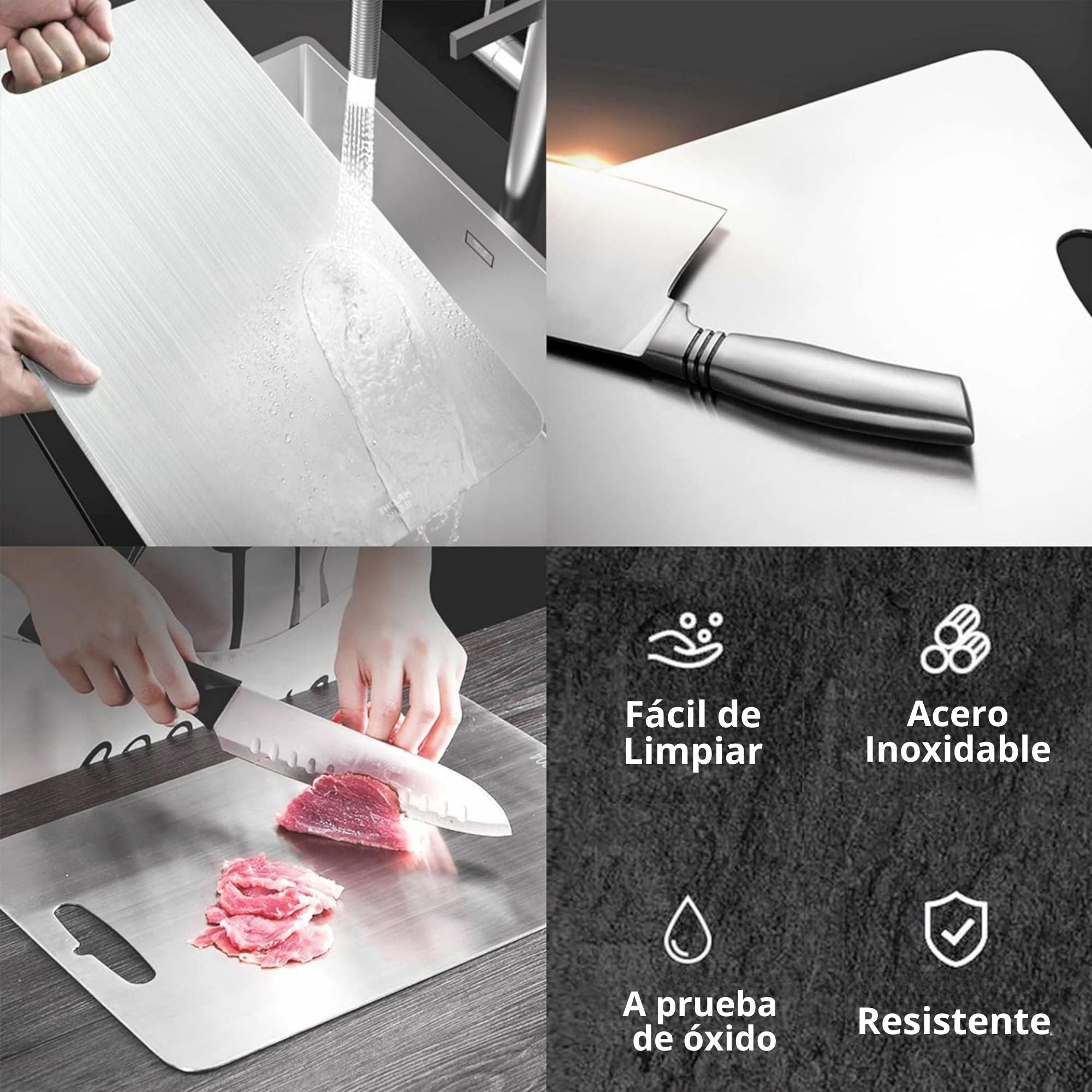 SET X3 TABLA CORTAR COCINA ACEROINOX - ENVÍO GRATIS